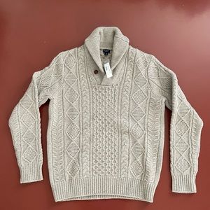 NWT J. Crew 100% lambs wool shawl color sweater size medium